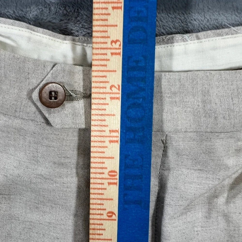 Barcelino Linen Pleated Pants Mens 32 Beige Good Made in Italy Luxury Trousers